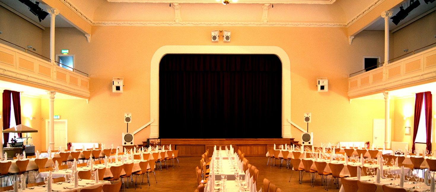 Ballsaal Börse Coswig mit Tischanordnungen